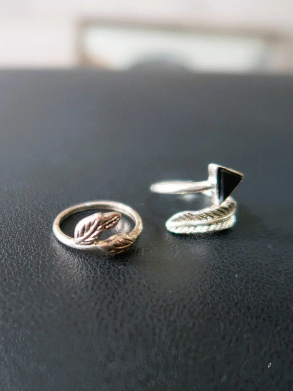 Desert Vibe Boho Rings Three Piece Stack Silver Tone Lizard Feather Arrow DIY